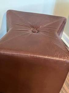 Mid-Century Bassett Leather StoolsOttomans
