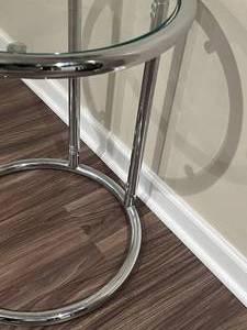 Silver Metal and Glass End Table