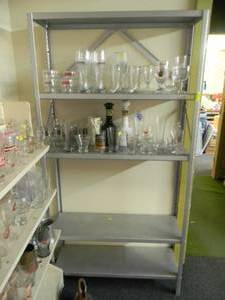 METAL DISPLAY SHELF - SOLID PIECE - SEE PICTURES - NO ITEMS ON SHELVES INCLUDED