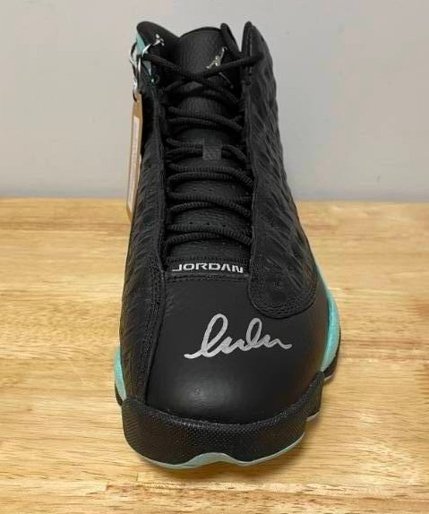 lot 19A image: Luka Doncic Autographed Nike Air Jordan 13 Retro Basketball Sneaker Dallas Mavericks NBA Left Shoe Mavs I