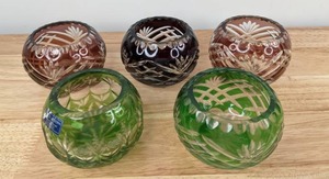 lot 66 image: Collection of (5) Multicolor Crystal Glass Votive Candle Holders D