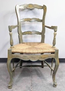 lot 30 image: Vintage French-Style Ladderback Side Arm Chair D