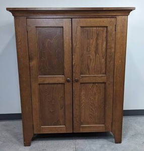 lot 34 image: Vintage Two-Door Wood Media Storage Armoire D