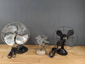 lot 214 image: (3) Vintage Fans D