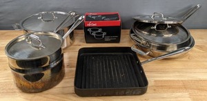 lot 196 image: Collection of All Clad Gourmet Accessories, Wok, Pots, & More D