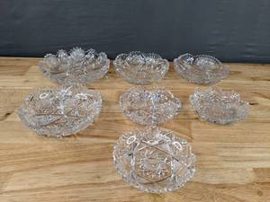 lot 201 image: Collection of 7 Brilliant Cut Glass Shallow Bowls and Dishes D