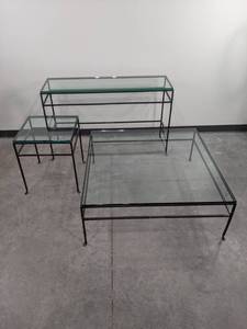 lot 37 image: Set of (3) Glass Tables Coffee Table, End Table, & Entrance Table D