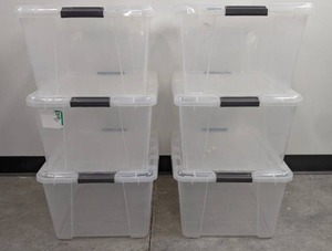 lot 40 image: (6) Clear Stackable Plastic Bins 45QT D