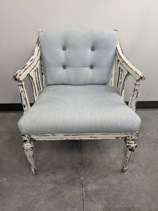 lot 41 image: Beautiful Vintage Armchair w Stripped Cushions D