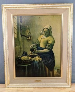 lot 47 image: Vintage Fine Art The Milk Maid by Johannes Vermeer Framed Wall Dcor D