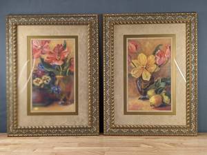 lot 126 image: Pair of Lovely Floral Framed Art by S. White D