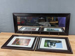 lot 220 image: (2) Framed Carolyn MacLeod Cleveland Prints and Rectangle Mirror with Hooks D