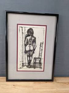 lot 221 image: Framed Sketch Woman Backside Artwork D
