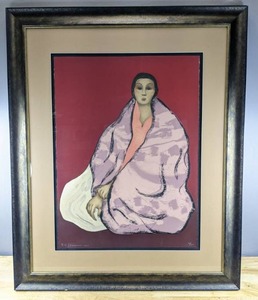 lot 11 image: Vintage Framed R.C Gorman Signed Lithograph 32100 Wall Dcor D