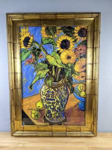 lot 125 image: Stunning Colorful Framed Wall Art Sunflowers by Jae Dougall D