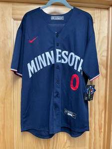 lot 29A image: New Custom Nike 0 FUX GIVEN Minnesota Twins MLB Baseball Jersey Mens Large I