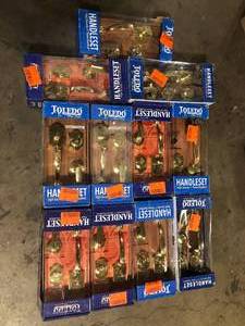 lot 10 image: Lot of Assorted Double Cylinder Polished Brass Door Handleset by TOLEDO Customer Returns See Pictures
