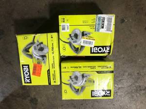 lot 25 image: Lot of 3 RYOBI 12 -Amps 4 in. Blade Corded Wet Tile Saw Customer Returns See Pictures