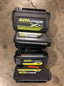 lot 28 image: Lot of Assorted Ryobi  Batteries Various Sizes and Conditions Customer Returns See Pictures