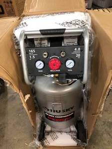 lot 37 image: Husky 20 Gal. Vertical Electric-Powered Silent Air Compressor  Customer Returns See Pictures