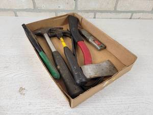 lot 39 image: Assorted Hand Tools - Hatchet, Rivet Gun and Hammers