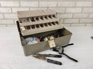 lot 45 image: Toolbox with wire Strippers, Crimper and More