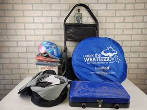 lot 66 image: New Portable Grill, Folding Camp Seat, InstaPod Weather Shelter, Medicine Ball and More - NO SHIPPING