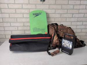 lot 78 image: (2) Soft side Coolers (1 is Rolling), Speedo Board and Pioneer Rayovac workhorse Lantern (Works) - NO SHIPPING