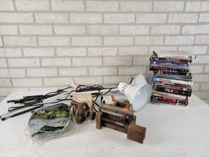 lot 92 image: (2) Articulating Lamps, Clotheslines, DVDs and More - NO SHIPPING