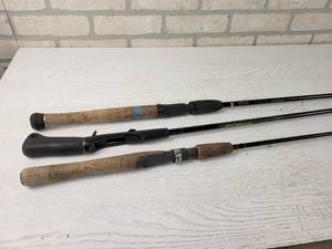 lot 95 image: (3) Fishing Rods - Johnson Century 100N Graphite 56, Abu Garcia Vintage 5000V 60 and Guide Series Pro-Select GPS-601SM 60 - NO SHIPPING