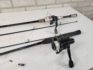 lot 96 image: (2) Spinning Reels and Rods - Shakespeare Pro-Am with 56 Rod and Pinnacle Ultra Balance with 60 Rod - NO SHIPPING