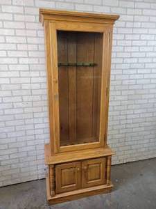 lot 120 image: Beautiful Solid Wood Gun Cabinet - Holds (6) Long Guns - Locks on Top & Bottom with Keys - NO SHIPPING