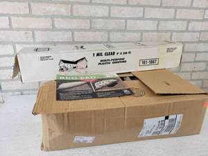 lot 184 image: Mohawk Premium Rug pad (9 x 6) and Partial Roll of Plastic Sheeting - Approx. 9 x 125 - NO SHIPPING