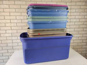 lot 194 image: (9) Large Storage Totes - No Lids - NO SHIPPING