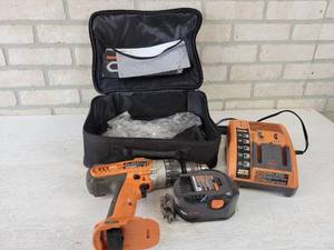 lot 204 image: RIDGID 14.4V 12 Cordless Drill, Battery and Charger - Tested and Works