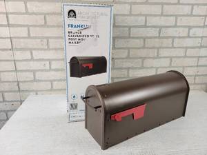 lot 209 image: NEW Open Box Bronze Galvanized Steel Post Mount Mailbox - Model No. FM11BXAM