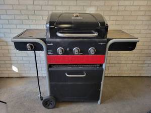 lot 219 image: Char-Broil 3-Burner Propane  Charcoal Grill - NO SHIPPING
