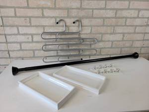 lot 278 image: Shower Curtain Rod (42 to 75), Metal Pants Hangers and More - NO SHIPPING