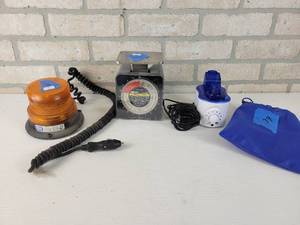 lot 326 image: Bell & Howell Travel Dehumidifier, Postal Scale and Magnetic 12vdc Strobe Light