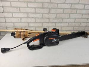 lot 335 image: Remington Electric 16 Chainsaw (Works), Tiki Torches and Garden Cultivator - NO SHIPPING