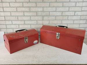 lot 365 image: (2) Steel Toolboxes (15 x 8 x 8) and (21 x 8 x 10) - NO SHIPPING