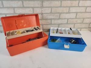 lot 372 image: (2) Fishing Tackle Boxes with Weights, Stringer and Tackle