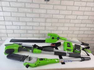 lot 8 image: Greenworks 40V Cordless Pole Saw and Hedge Trimmer - Model No. PSPH40B00 - Tested and Works - NO SHIPPING