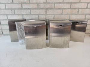 lot 396 image: (6) Stainless Steel Trash Bag Dispensers - Would Make Good Lint Bins in the Laundry Room - Wall Mount