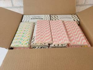 lot 407 image: Case of Approx. 3000 New Retro Sally 8 Paper Straws in Packs of (25)
