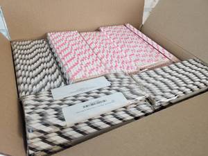 lot 414 image: Case of Approx. 3000 New Retro Sally 8 Paper Straws in Packs of (25)