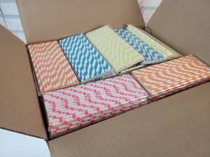 lot 415 image: Case of Approx. 3000 New Retro Sally 8 Paper Straws in Packs of (25)