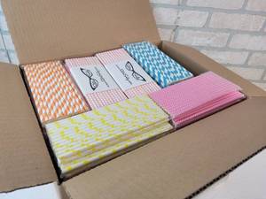 lot 416 image: Case of Approx. 3000 New Retro Sally 8 Paper Straws in Packs of (25)