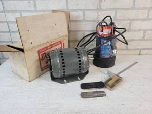 lot 436 image: Century 14hp 115V Electric Motor, Pump, Screw and Nut Gauge and More - NO SHIPPING