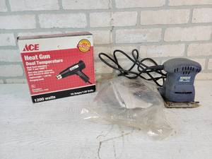 lot 437 image: ACE Dual Temp Heat Gun, 14 Sheet Sander and Strap